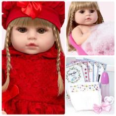 Imagem de Boneca Reborn Loira Toda De Vinil Siliconado Pode Dar Banho - Cegonha