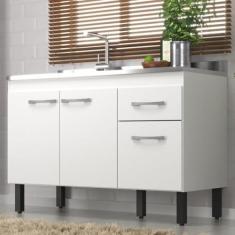 Imagem de Balcão de Cozinha sem Tampo Monaco 2 Portas e 2 Gavetas Branco