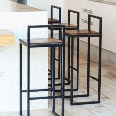 Imagem de Banqueta Bistro Industrial Premium Imbuia 2Un - Laumar