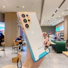 Imagem de para Samsung Galaxy S23 Ultra Luxury Gradient Lanyard Phone Case para Samsung S22 Plus Crossbody Transparente Shockproof Back Cover, Orangeblue, For Samsung S22