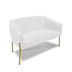 Imagem de Sofá Namoradeira 2 Lugares Pé De Ferro Dourado Stella Corano D03 - D`rossi Cor Branco