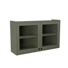 Imagem de Armário Aéreo 120cm 2 Portas Com Vidro Moldurado Cozinha Sevilha Verde