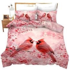 Imagem de Jogo de cama Red Cardinal Decor capa de edredom com estampa animal macio e respirável para meninas, meninos, crianças, adolescentes, adultos, homens e mulheres, com 2 fronhas para todas as estações,