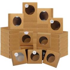 Imagem de Liobelon 30 caixas de sabonete Kraft para sabonete caseiro 8 x 8 x 3 cm, caixas de embalagem de sabão com janelas transparentes, suprimentos vazios para fabricação de sabonete, mini caixa de presente