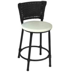 Imagem de Banqueta Baixa Preta Junco Preto com Assento Branco Fotmix - Fortmix