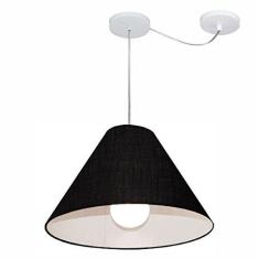 Imagem de Lustre Pendente Cone Com Desvio de Centro Vivare Md-4272 Cúpula em Tecido 15x40cm - Bivolt