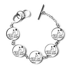 Imagem de Best Cat Mom Ever Citação DIY Design Pulseira Corrente Charmosa Joias