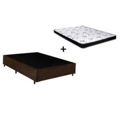 Imagem de Cama Box Casal Marrom + Colchão Espuma D28 138x188x12