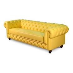 Imagem de Sofá Chesterfield Amarelo 4 Lugares - TAPEÇARIA REAL