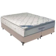 Imagem de Cama Box Bege E Colchão Freedom Molas Ensacadas King Ortobom