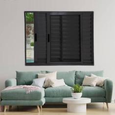 Imagem de Janela Veneziana de Alumínio 3 Folhas 100 x 120cm Linha 25 Esquadrias Bergame Preto
