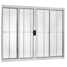 Imagem de Janela de Alumínio de Correr 120x200cm com Grade 4 Folhas Central Ecos