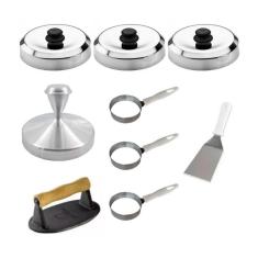 Imagem de Kit 1 Hambúrguer 1 Prensador 3 Abafador 3 Ovo 1 Espátula