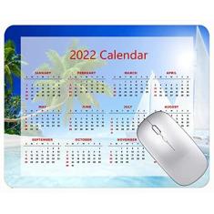 Imagem de Mouse pad com calendário 2022 com feriados, praia, mar, veleiros, escritório, mouse pad