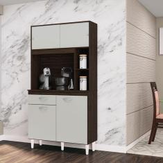 Imagem de Armário para Cozinha Ambiente Kit Duda 90 cm Chocolate Off White - Poquema
