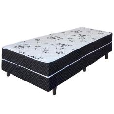 Imagem de Cama Box Conjugado de Solteiro Umaflex New Native Plus D28 com Revestimento em Poliéster 51x88x188cm - Preto/Branco Floral