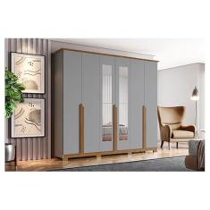 Imagem de Guarda Roupa Casal Ambiente Andréas 6 Portas Cinza Nature com Espelho - Henn