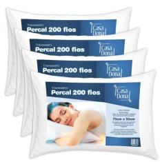 Imagem de Kit Travesseiro 04 Peças Percal Com 200 Fios Casa Dona