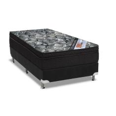Imagem de Cama Box Solteiro: Colchão Molas Ortobom Nanolastic Iso Firme + Base Crc Suede Black(88X188)
