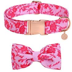 Imagem de Coleira para cães com laço removível e fivela de metal, coleira ajustável para presente para cães pequenos, médios e grandes e meninas