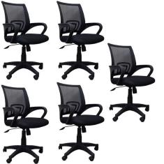 Imagem de Conjunto 5 Cadeiras de Escritório Giratória Office Santiago Preto