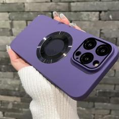 Imagem de Capa magnética para iphone 11 12 13 14 15 pro max capa de cor sólida para iphone 15 14 pro caso com filme de câmera, roxo, para iphone 13