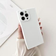 Imagem de Capa de telefone quadrada de silicone macio TPU de cor sólida para iPhone 15 14 13 12 Mini 11 Pro Max XS X XR 7 8 Plus SE Capa traseira à prova de choque, branca, para iPhone 15