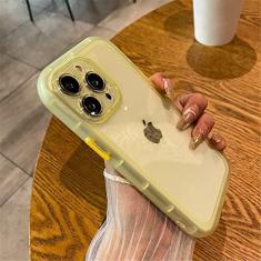 Imagem de Capa de telefone transparente de silicone para iPhone 14 13 12 11 Pro Max X XR XS 7 8 Plus SE Proteção de lente Capa transparente, amarela, para iPhone 11 Pro