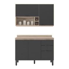 Imagem de Cozinha Modulada Composição 12 Firenze 2 Peças Avena/Grafito - Demóbil