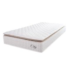 Imagem de Colchão Solteiro Molas Ensacadas City Pillow Top 88x188x23cm Branco/Bege Hellen - Suporta até 110kg por Pessoa