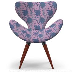 Imagem de Poltrona Egg Floral Lilás E  Cadeira Decorativa Com Base Fixa