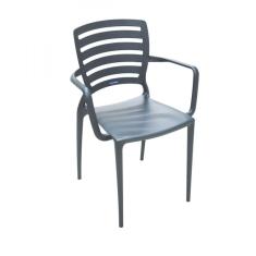 Imagem de Cadeira Sofia Encosto Vazado Com Braço Grafite Tramontina