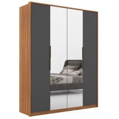 Imagem de Guarda Roupa Casal 4 Portas 2 Com Espelhos Attore D02 Amendola/Grafito