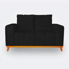 Imagem de Sofá 2 Lugares Memphis Ultra Conforto Em Madeira Maciça E Suede - Lh Decor Cor Preto