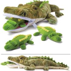 Imagem de Conjunto de brinquedos Plushlings Crocodile com 3 bebês de crocodilos