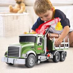Imagem de Caminhão de brinquedo Dwi Dowellin Timber com guindaste de carregamento para crianças de 3 a 7 anos