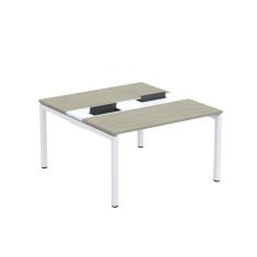 Imagem de Mesa Plataforma Dupla com Pé de Aço para Coworking 130X140/2P PDC13/14/2P Nogueira Casablanca/Branco