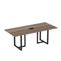 Imagem de Mesa de Reunião Retangular com Power Box 200x90cm MR2000P25TUB Walnut/Preto