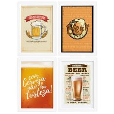 Imagem de Quadros De Cerveja Beers Moldura  22X32cm 4Un