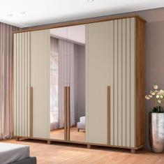 Imagem de Roupeiro 6 Portas Potenza Cinamomo Off White com Espelho