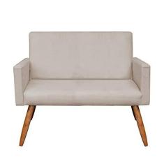 Imagem de Namoradeira Larissa Suede Bege Pés Palito Castanho D'Rossi