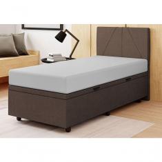 Imagem de Base Cama Box Baú Solteiro Veludo Skybox Marrom