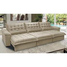 Imagem de Sofá Retrátil e Reclinável 3,52m com Molas Ensacadas Cama Inbox Aconchego Tecido Velusoft Bege