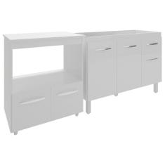 Imagem de Cozinha Armário Balcão Gabinete de Pia Aline 120 cm e Balcão Amanda para Microondas e Forno Elétrico Branco