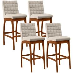 Imagem de Kit 04 Banquetas Altas Mila Linho Cru