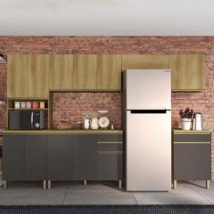 Imagem de Cozinha Completa Dinamarca 13 Portas 3 Gavetas Castani/Chumbo - Indeke