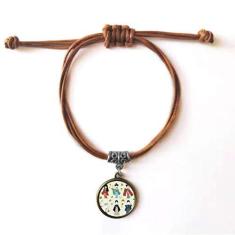 Imagem de DIYthinker Pulseira tradicional japonesa de couro para meninas locais pulseira marrom joia presente