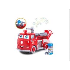 Imagem de Caminhão de bombeiros de brinquedo Lanza Bubbles com luz e som para crianças