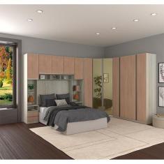 Imagem de Guarda Roupa Casal Canto Com Vidro Reflecta Legno Crema Com Cumaru Pri