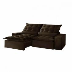 Imagem de Sofá Retrátil Reclinável 2.10 M Veludo Jolie Marrom Montano Marrom